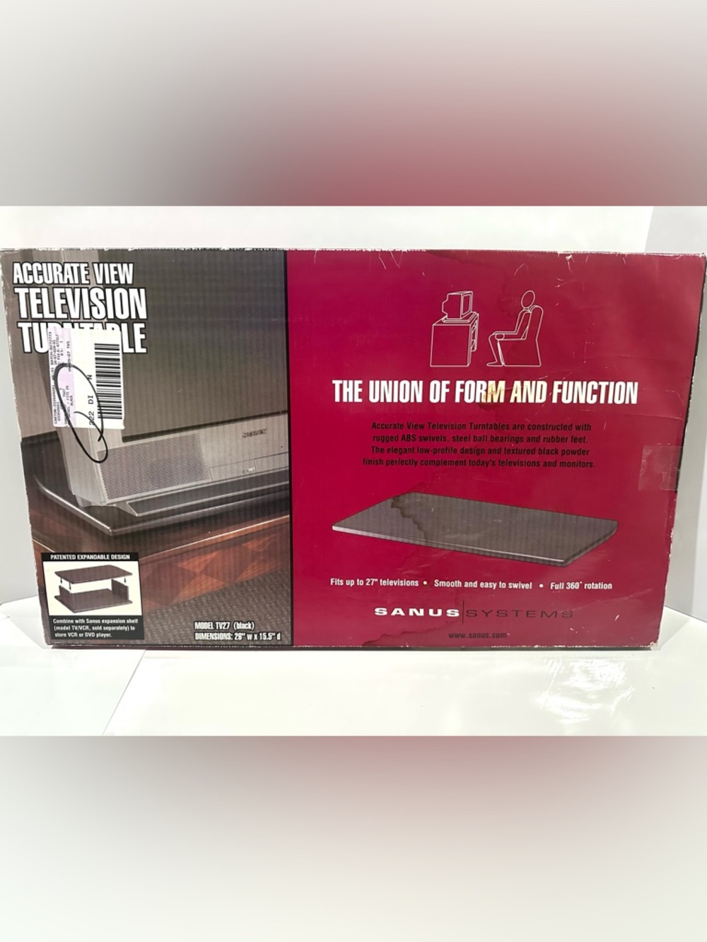 New Sanus Systems TV27 Television Turntable Swivel Stand Up To 27” TVs Monitors